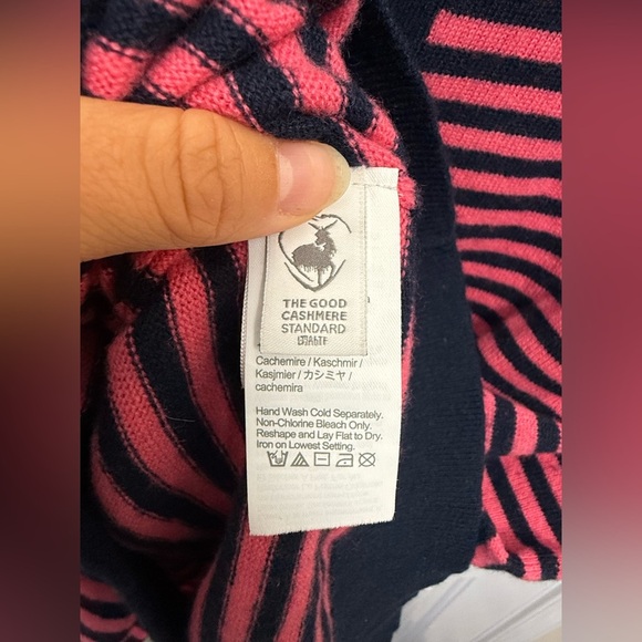 Men’s J.Crew Pink And Blue Striped Cashmere Johnny Collar Short Sleeve Top XL - Picture 4 of 8